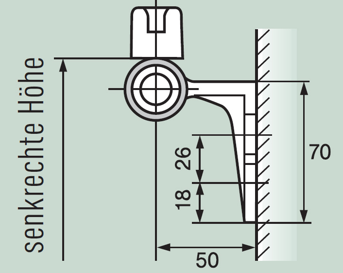 Leichtmetall-Halter mit Endanschlag rechts