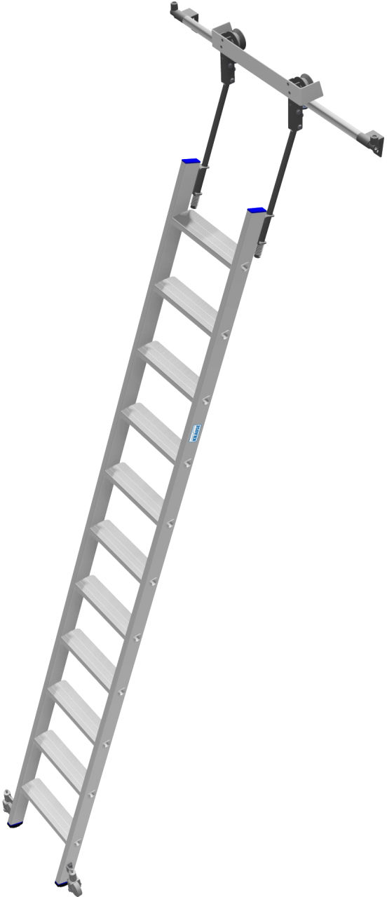 Stufen-Regalleiter für Rundrohr-Schienenanlage, 11 Stufen Stufen-RegalLeiter für Rundrohr-Schienenanlage, 10 Stufen