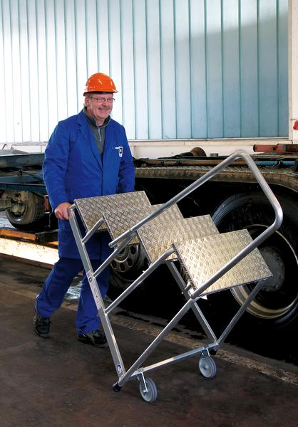 Aluminium-Arbeitspodest mit Handlauf, starr Aluminium-Arbeitspodest, starr, mit Handlauf, 3 Stufen
