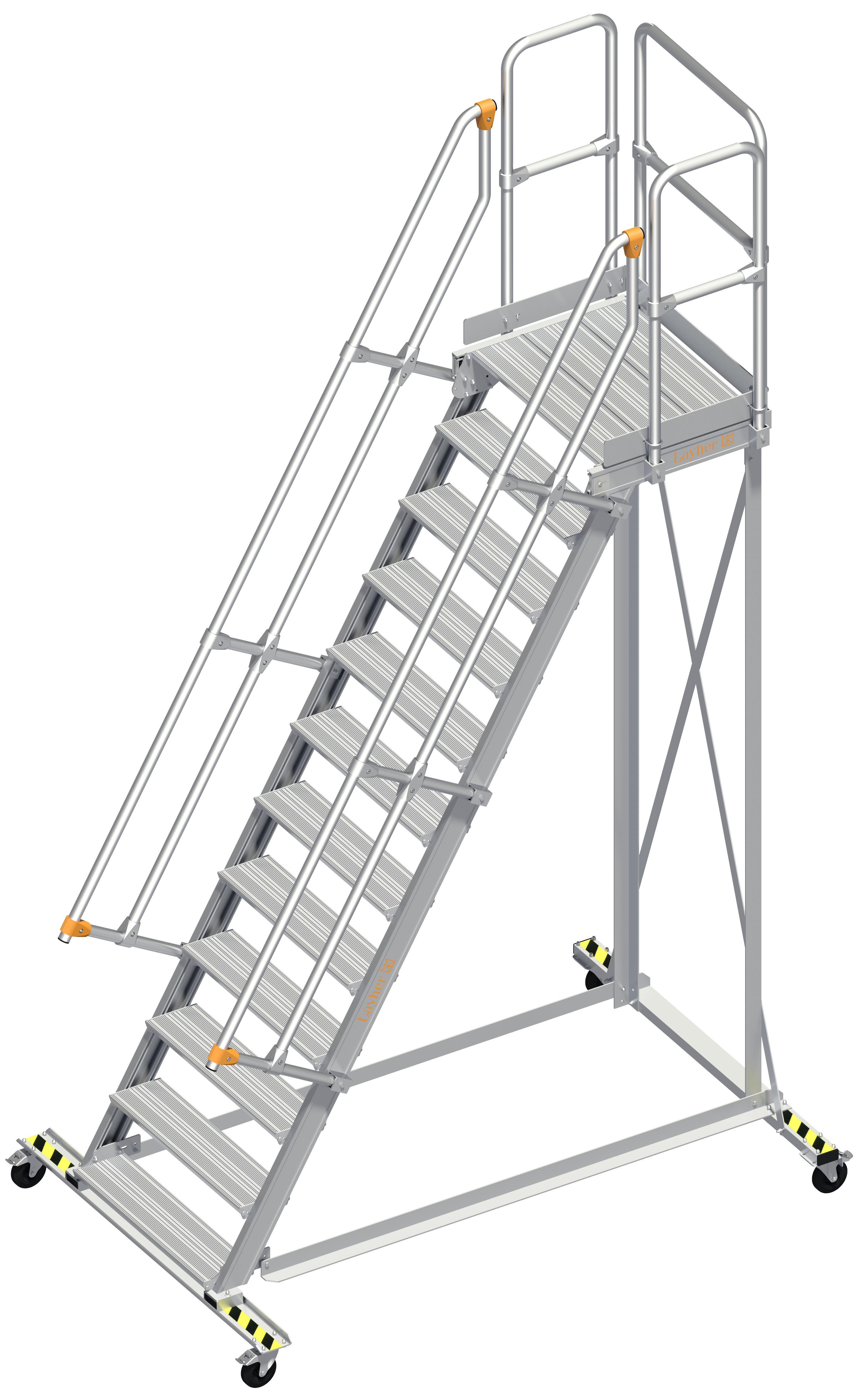 Alu-Wartungsbühne 113 Neigung 60° Stufenbreite 0,80 m, 12 Stufen