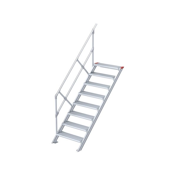 Treppe, 45° Steigwinkel, 1000 mm Stufenbreite, Alu gerieft, 4 Stufen