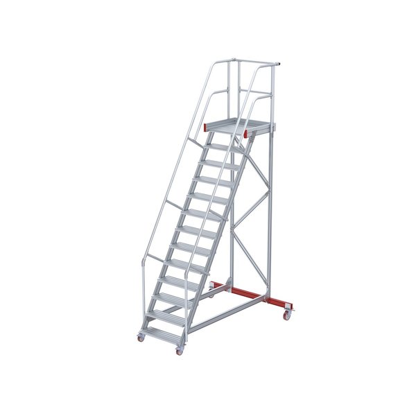 Wartungsbühne, 60° Steigwinkel, 800 mm Stufenbreite, Alu gerieft, 6 Stufen