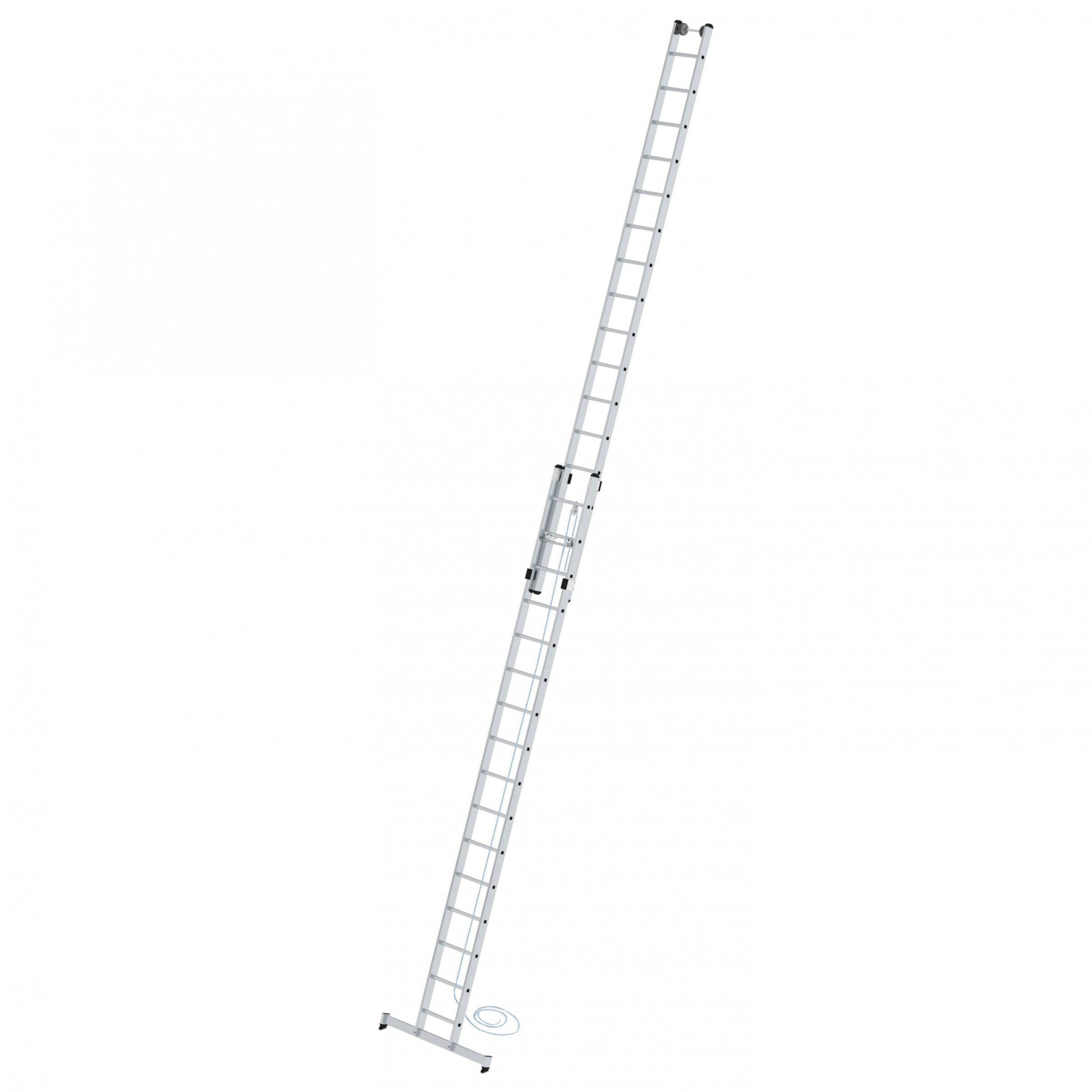 Aluminium-Seilzugleiter 2-teilig mit nivello®-Traverse, 2x16 Sprossen Aluminium-Seilzugleiter 2-teilig mit nivello®-Traverse - 2x14 Sprossen