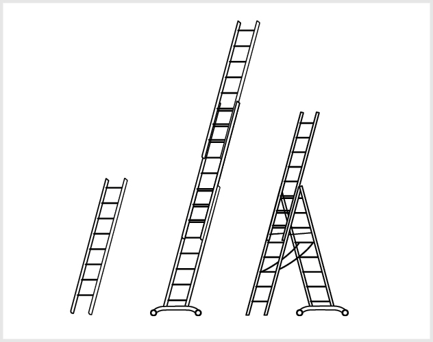 ALU PRO: Mehrzweckleiter, dreiteilig mit Smart-Base - 3x8 Sprossen