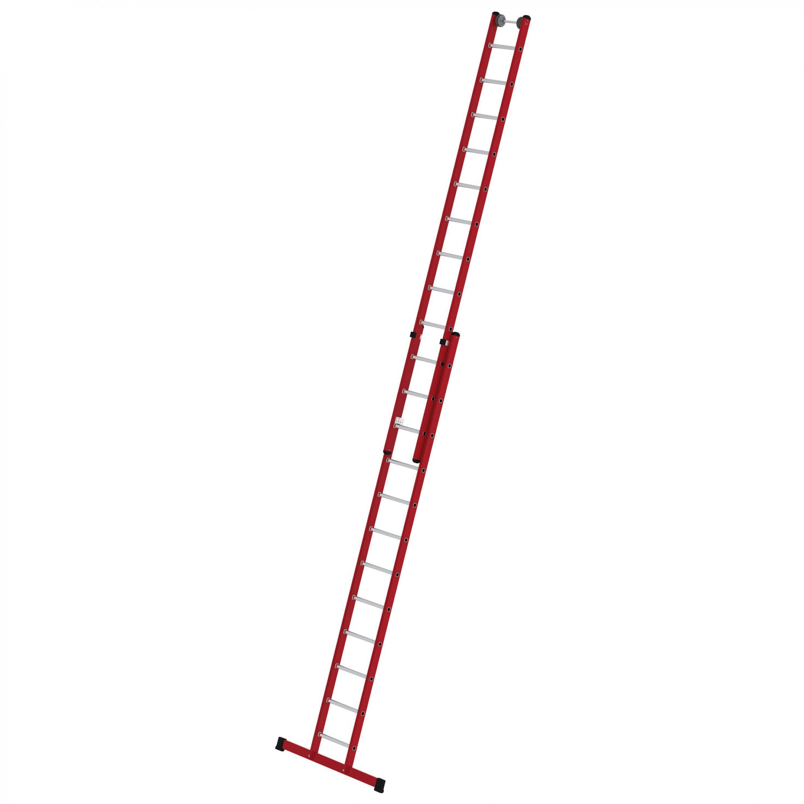 Kunststoff-Schiebe- und Seilzugleiter, 2-teilig mit Standard Traverse, 2x12 Sprossen Sprossen-Schiebeleiter, 2-teilig GFK/ALU mit Standard Traverse, 2x8 Sprossen