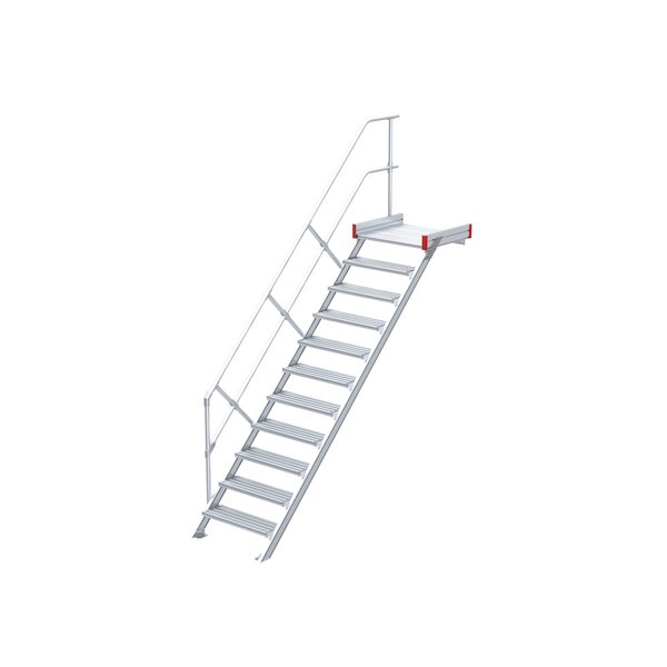 Podesttreppe, 45° Steigwinkel, 800 mm Stufenbreite, Alu gerieft, 4 Stufen Podesttreppe, 45° Steigwinkel, 800 mm Stufenbreite, Alu gerieft, 4 Stufen