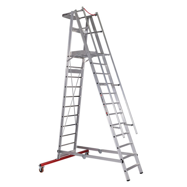 PREMIUM line Aluminium-Podestleiter fahrbar, klappbar, 4 Stufen