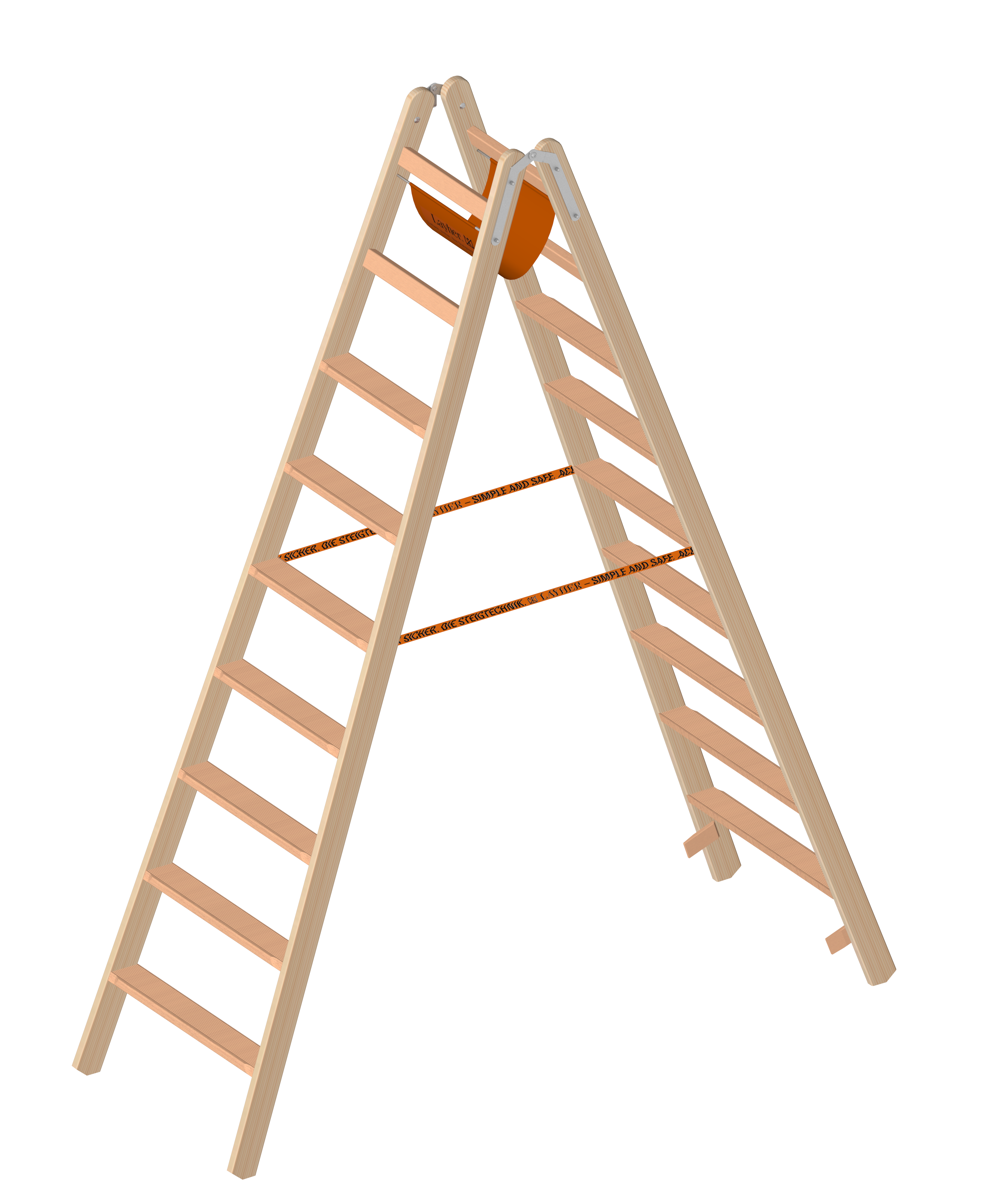 Holzstehleiter mit 2x4 Stufen/Sprossen