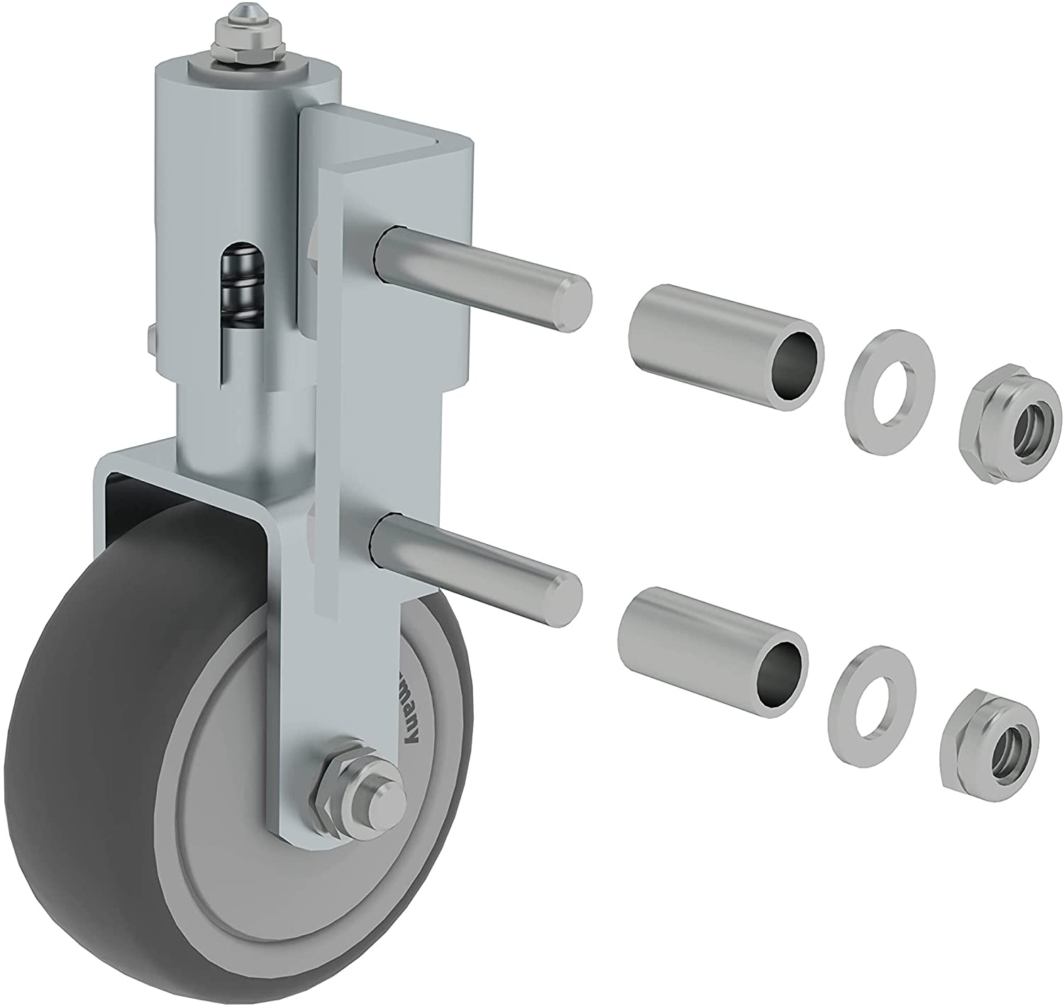 Feder-Lenkrolle links - 360° drehbar Feder-Lenkrolle links - 360° drehbar