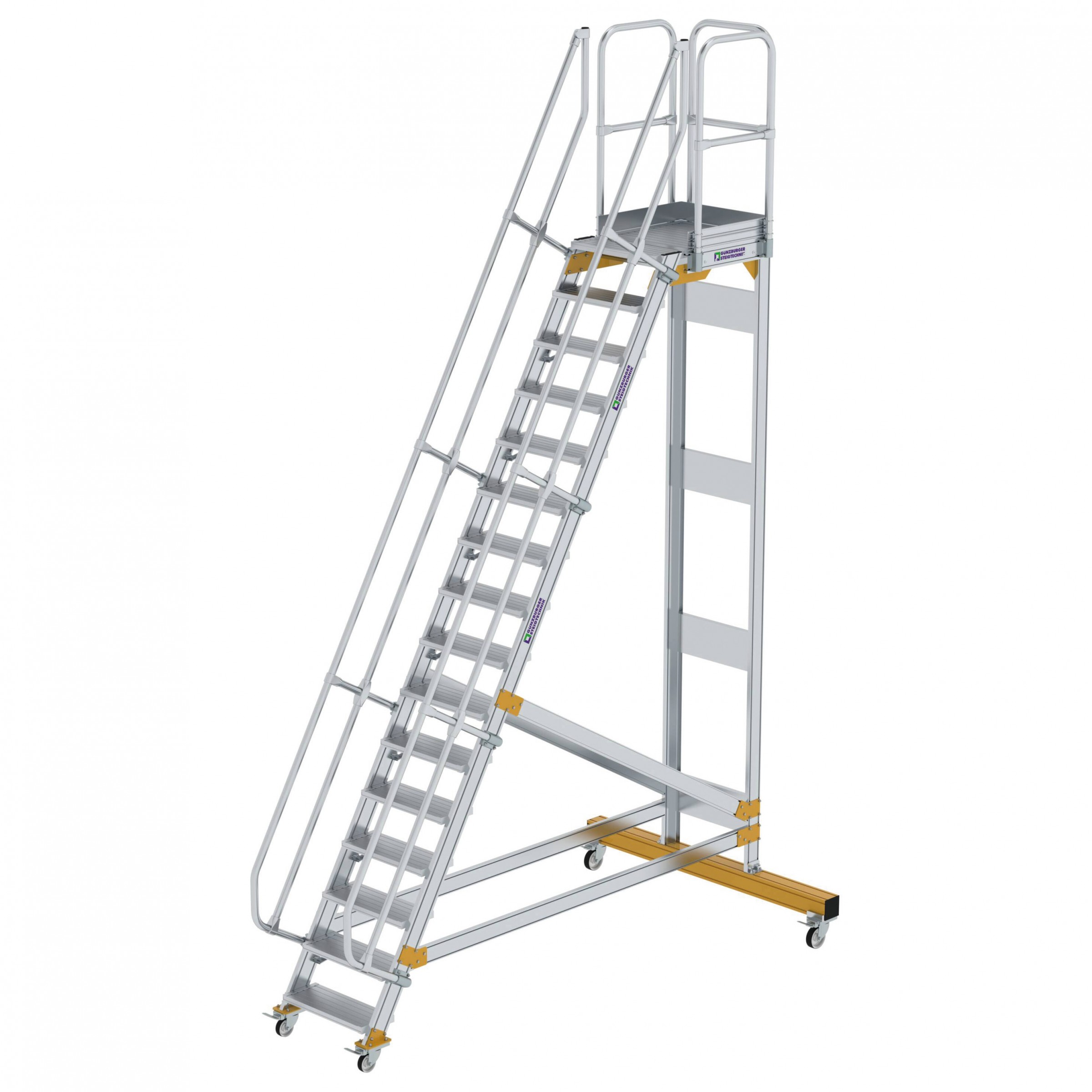 Aluminium-Plattform-Treppe fahrbar 60°, Stufenbreite 600 mm, 4 Stufen
