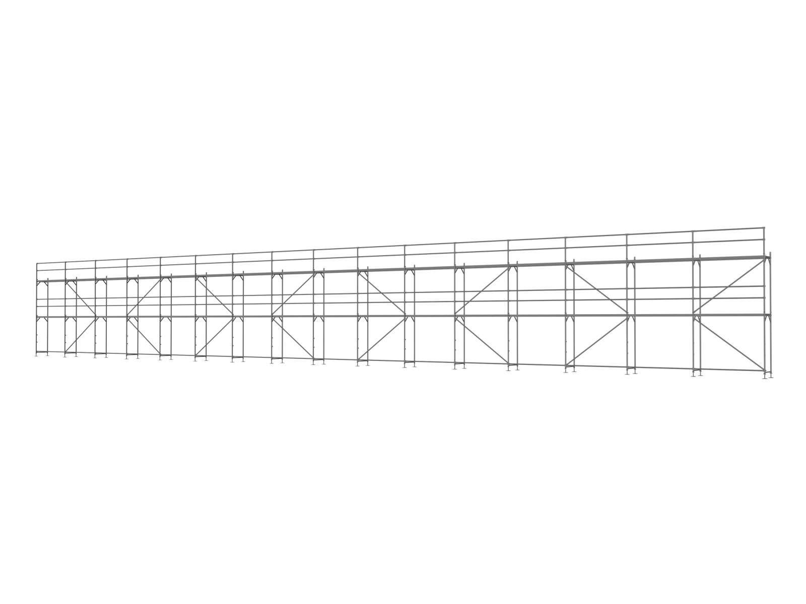 Alu Traufseitengerüst 240 qm - 2,5 m Felder - 40 m lang - 6 m Arbeitshöhe - Basis-Gerüst