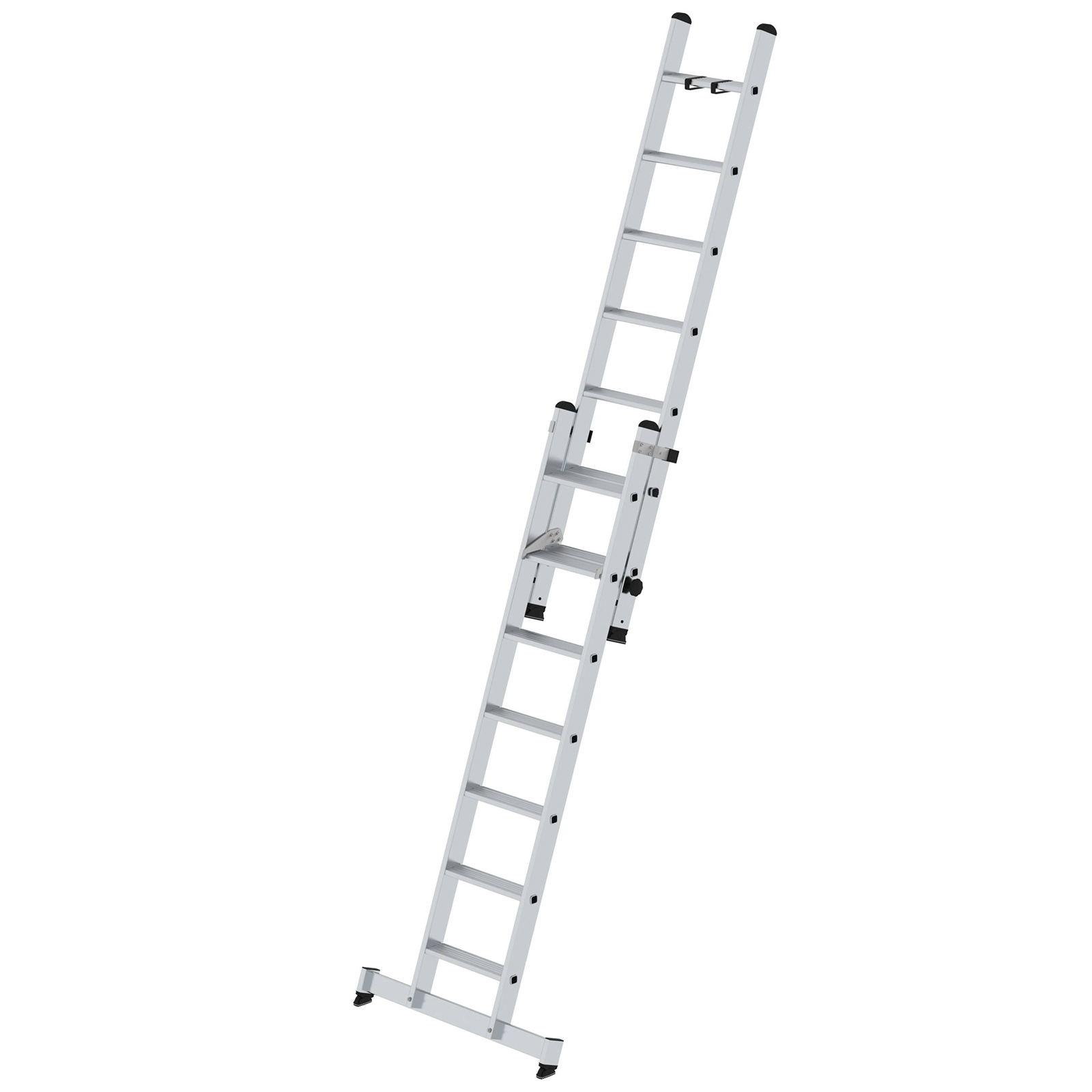 Stufen-Schiebeleiter 2-teilig mit nivello-Traverse ohne clip-step R13, 2 x 7 Stufen