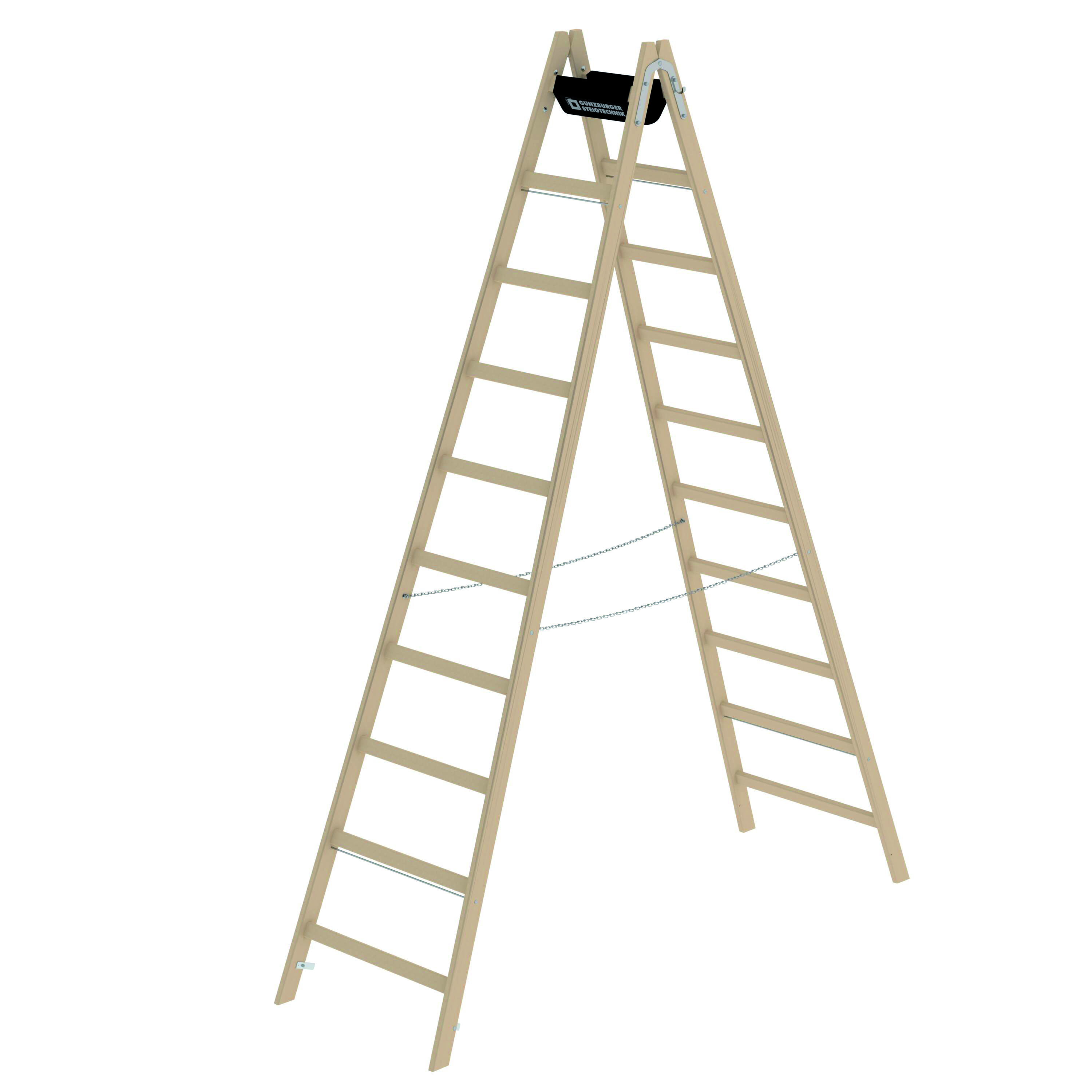 Sprossen-Stehleiter Holz, 2 x 9 Sprossen Sprossen-Stehleiter Holz, 2x4 Sprossen