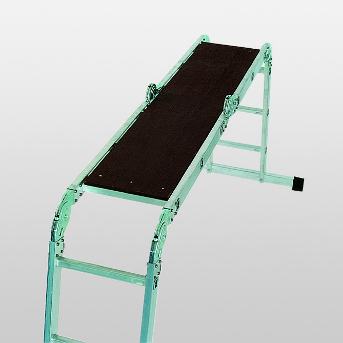 Zubehör Holzbelag Vielzweckleiter 4-teilig mit nivello®-Traverse - 2x2+2x3 Sprossen