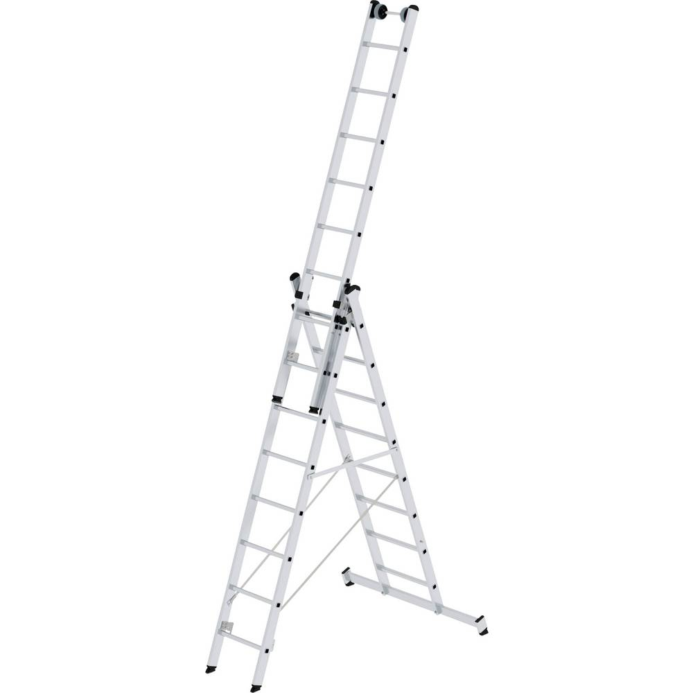 Aluminium-Mehrzweckleiter 3-teilig mit nivello®-Traverse , 3x8 Sprossen Aluminium-Mehrzweckleiter 3-teilig mit nivello®-Traverse - 3x6 Sprossen