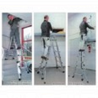 PREMIUM line Alu-Vario-Klappleiter mit Standverbreiterung, 4 x 4 Sprossen