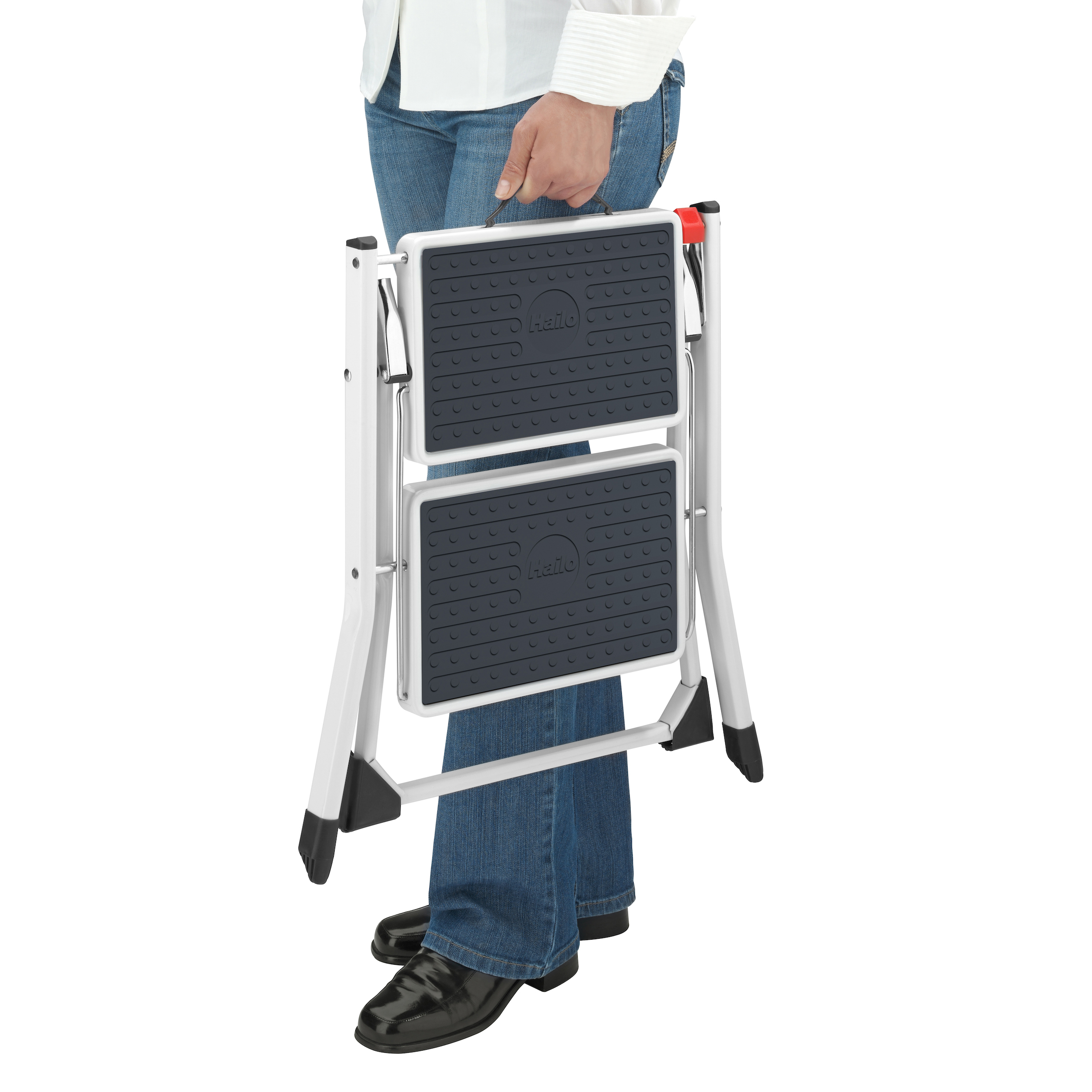 Mini - Stahl-Klapptritt, 2 Stufen, weiß Mini - Stahl-Klapptritt, 2 Stufen, weiß