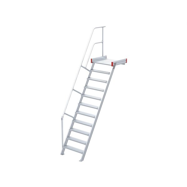 Podesttreppe, 60° Steigwinkel, 1000 mm Stufenbreite, Alu gerieft, 9 Stufen Podesttreppe, 60° Steigwinkel, 1000 mm Stufenbreite, Alu gerieft, 9 Stufen