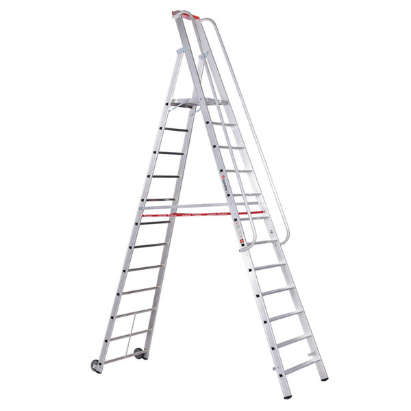 Premium line Alu-Stufenstehleiter mit großer Standplattform, 4 Stufen
