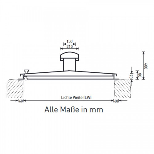 Brunnenabdeckung quadratisch, Schachtmaß 625 x 625 mm, mit Isolierung und Belüftungskamin, Stahl verzinkt