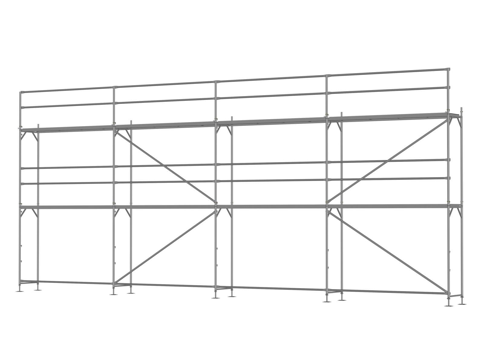 Alu Traufseitengerüst 72 qm - 3,0 m Felder - 12 m lang - 6 m Arbeitshöhe - Basis-Gerüst