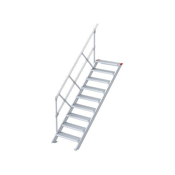 Treppe, 45° Steigwinkel, 1000 mm Stufenbreite, Alu gerieft, 4 Stufen