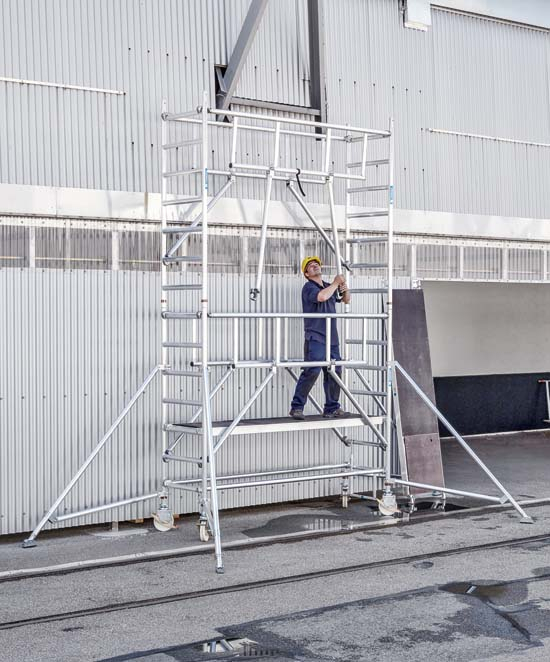 MultiTower S-PLUS 1T, Fahrgerüst mit Auslegern, 0,75 x 1,80 m - Standhöhe 11,20 m