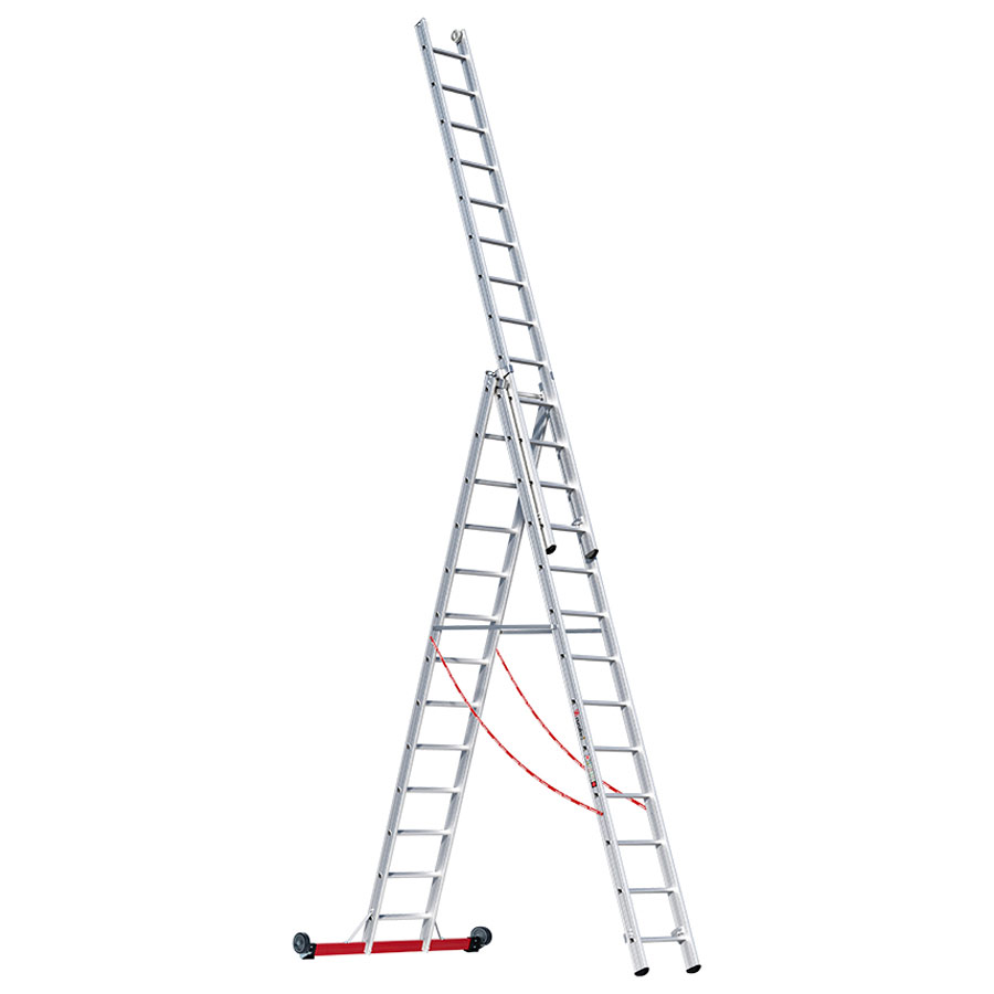 PREMIUM line Alu-Mehrzweckleiter 3-teilig, rollbar, 3 x 14 Sprossen