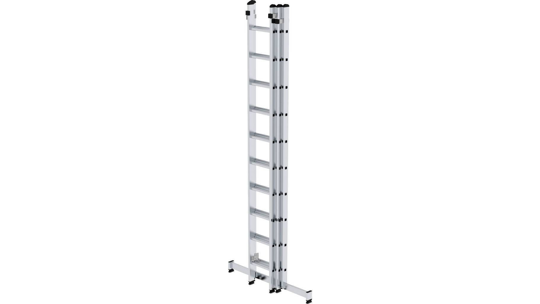 Aluminium-Schiebeleiter 3-teilig mit nivello®-Traverse, 3x10 Sprossen Aluminium-Schiebeleiter 3-teilig mit nivello®-Traverse - 3x8 Sprossen