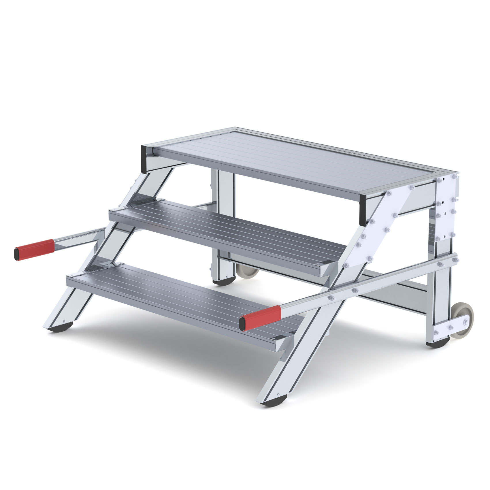 Aluminium-Arbeitspodest, fahrbar, 2 Stufen Aluminium-Arbeitspodest, fahrbar, 2 Stufen