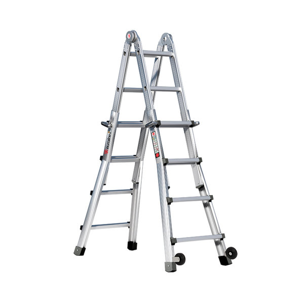 PREMIUM line Alu-Vario-Klappleiter mit Rollen, 4 x 6 Sprossen