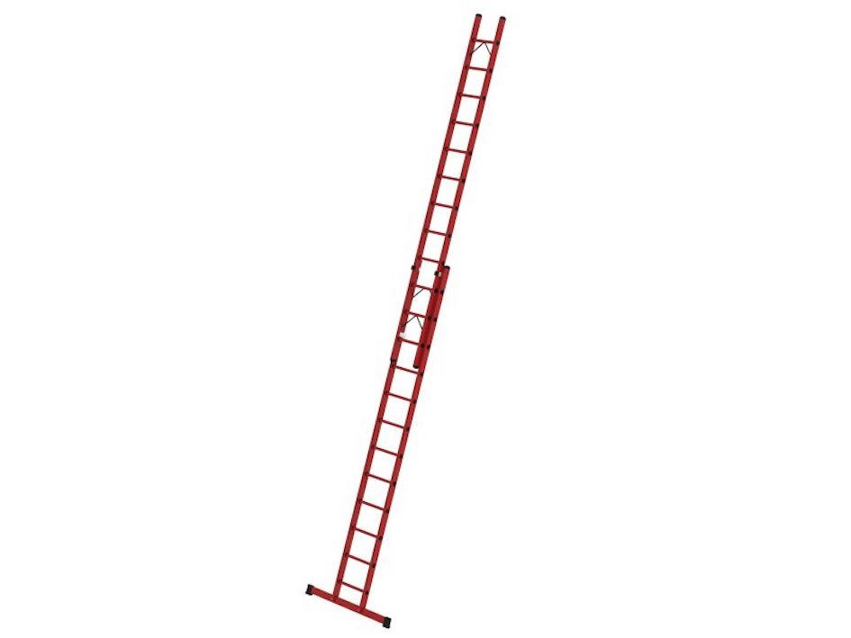 Vollkunststoff-Schiebeleiter mit Standard-Traverse 2x8 Sprossen/Stufen