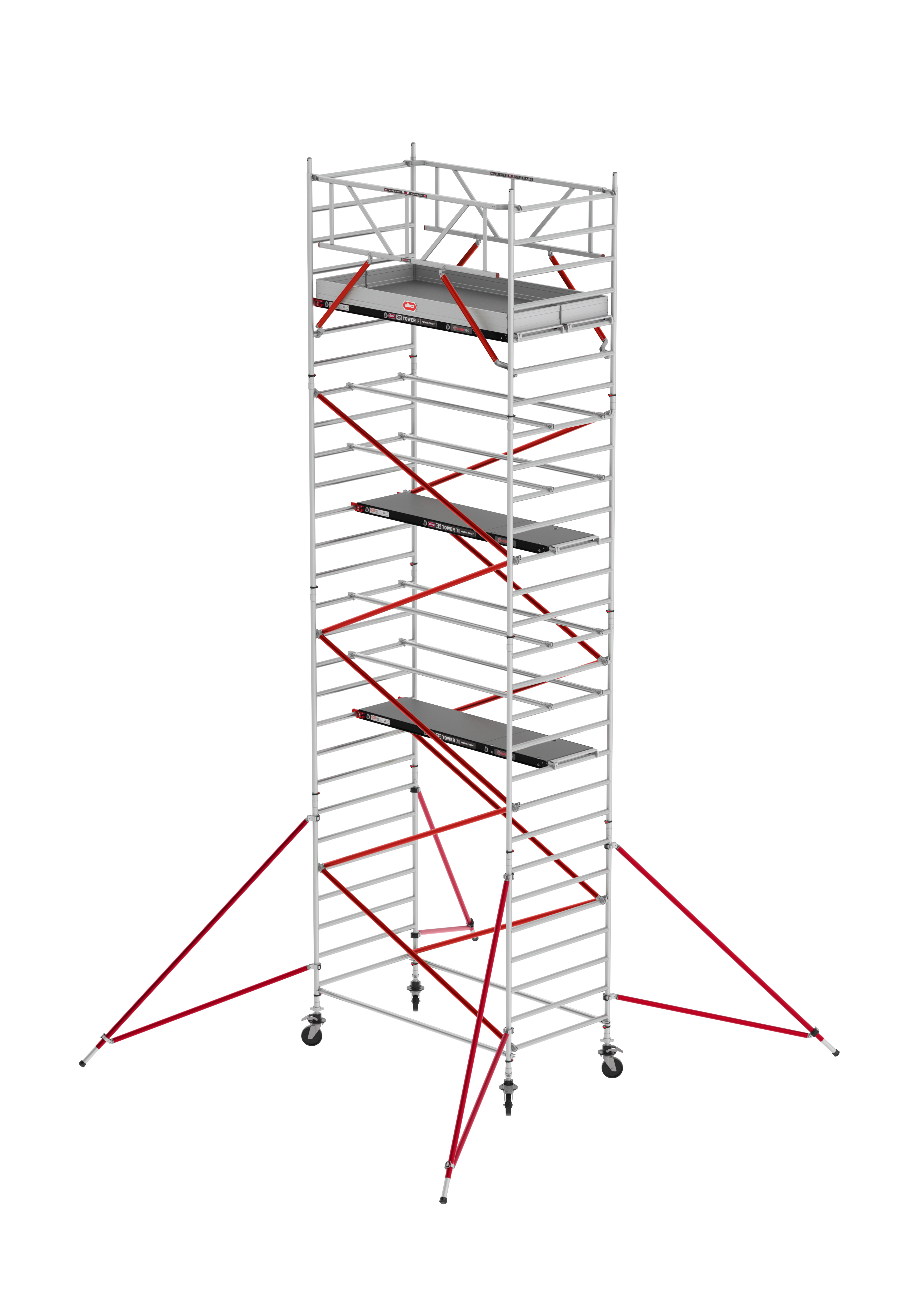 FAHRGERÜST RS TOWER 52 - Breit 1,35 m Holz Länge 2,45 m, Standhöhe 2,20m