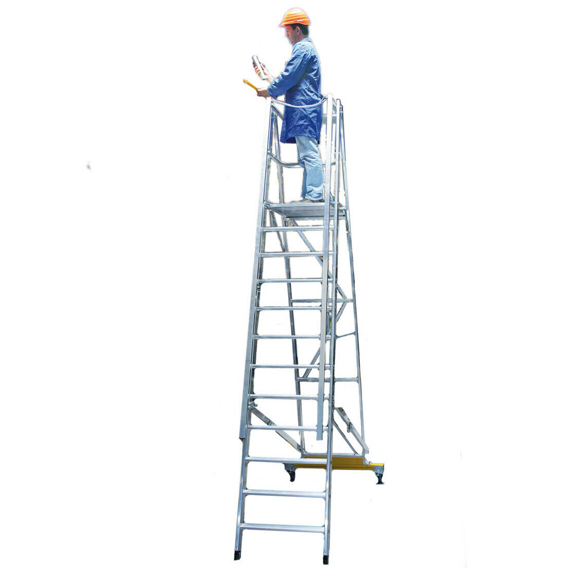 Aluminium-Podestleiter, fahrbar, klappbar, 6 Stufen Aluminium-Podestleiter, fahrbar, klappbar, 6 Stufen