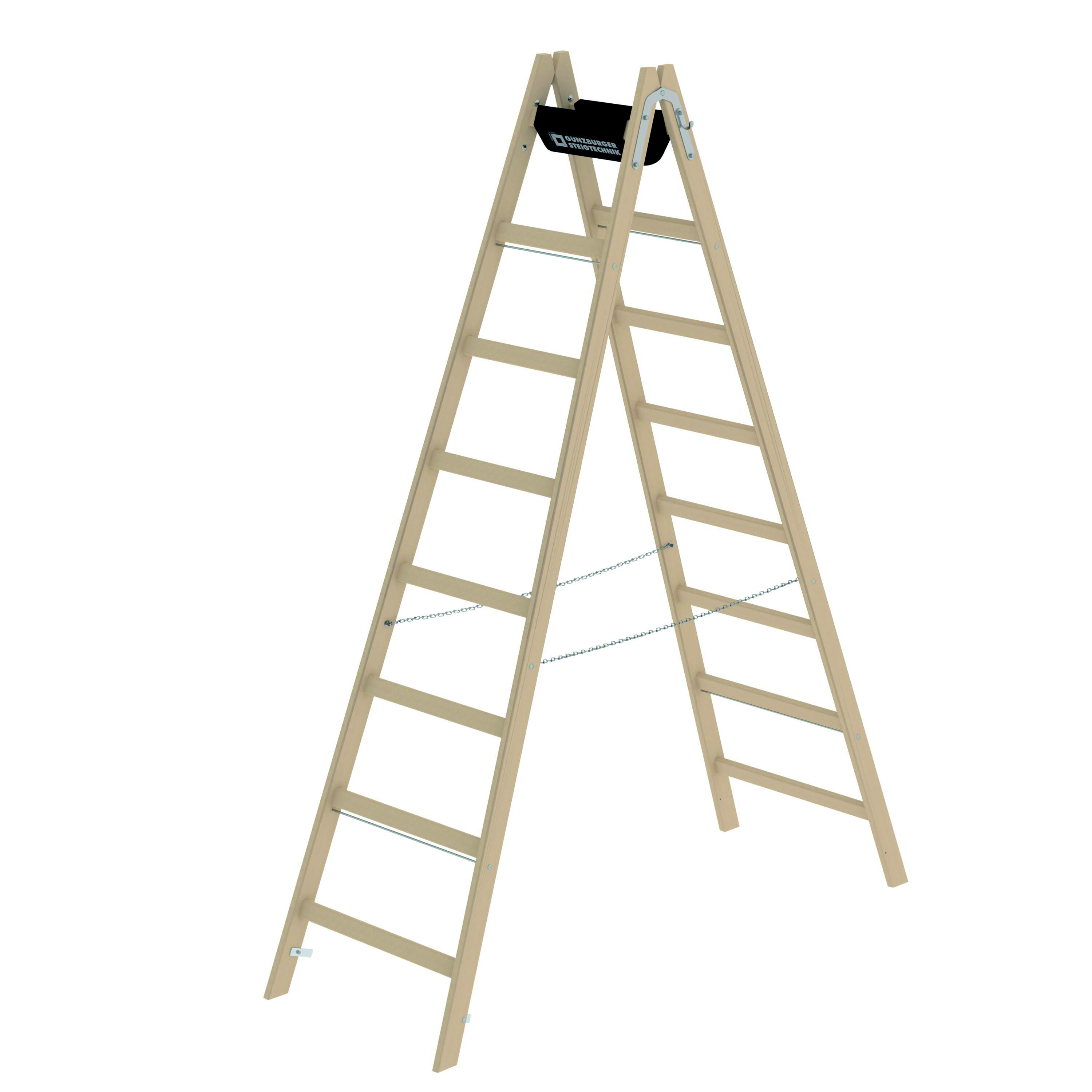 Sprossen-Stehleiter Holz, 2 x 8 Sprossen Sprossen-Stehleiter Holz, 2x4 Sprossen