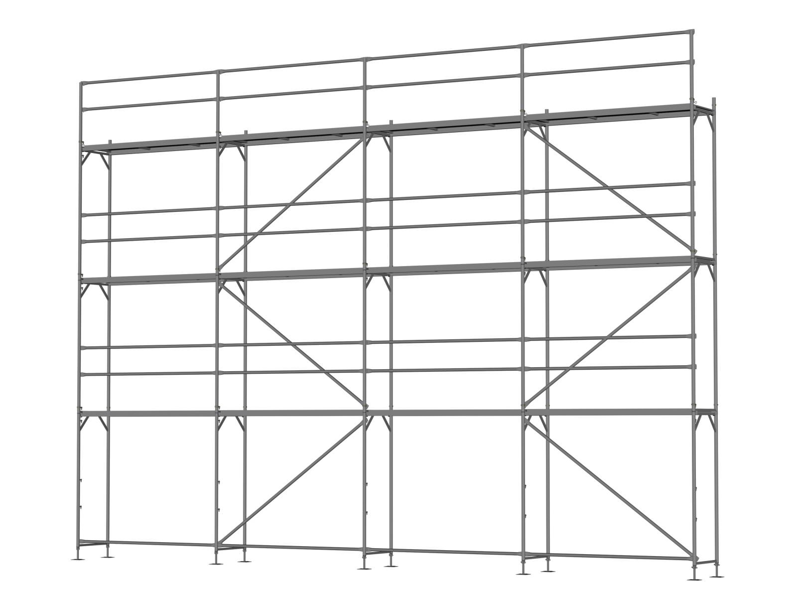 Alu Traufseitengerüst 80 qm - 2,5 m Felder - 10 m lang - 8 m Arbeitshöhe - Basis-Gerüst