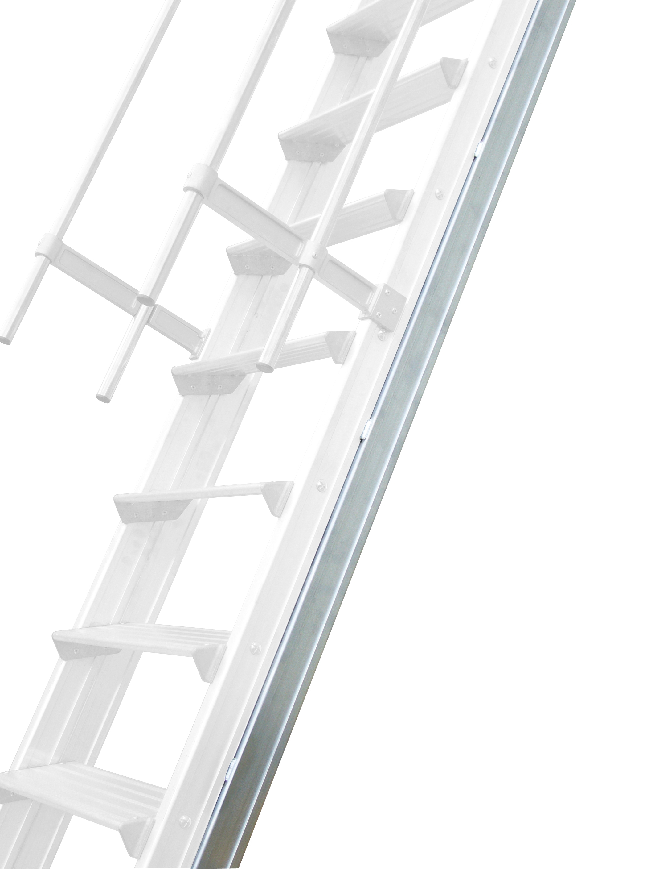 Pro Serie 600 Regaleinhängeleiter S15/2 aus Aluminium, geschweißte Verstärkung - ohne Traverse Pro Serie 600 Regaleinhängeleiter S15/2 aus Aluminium, geschweißte Verstärkung - ohne Traverse (für festen Zustand an der Wand) - 17 Stufen