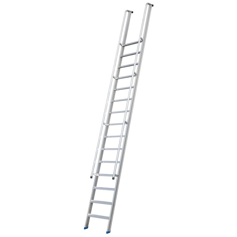 Stufenanlegeleiter 60 cm breit, mit Handlauf und Überstieg, 6 Stufen