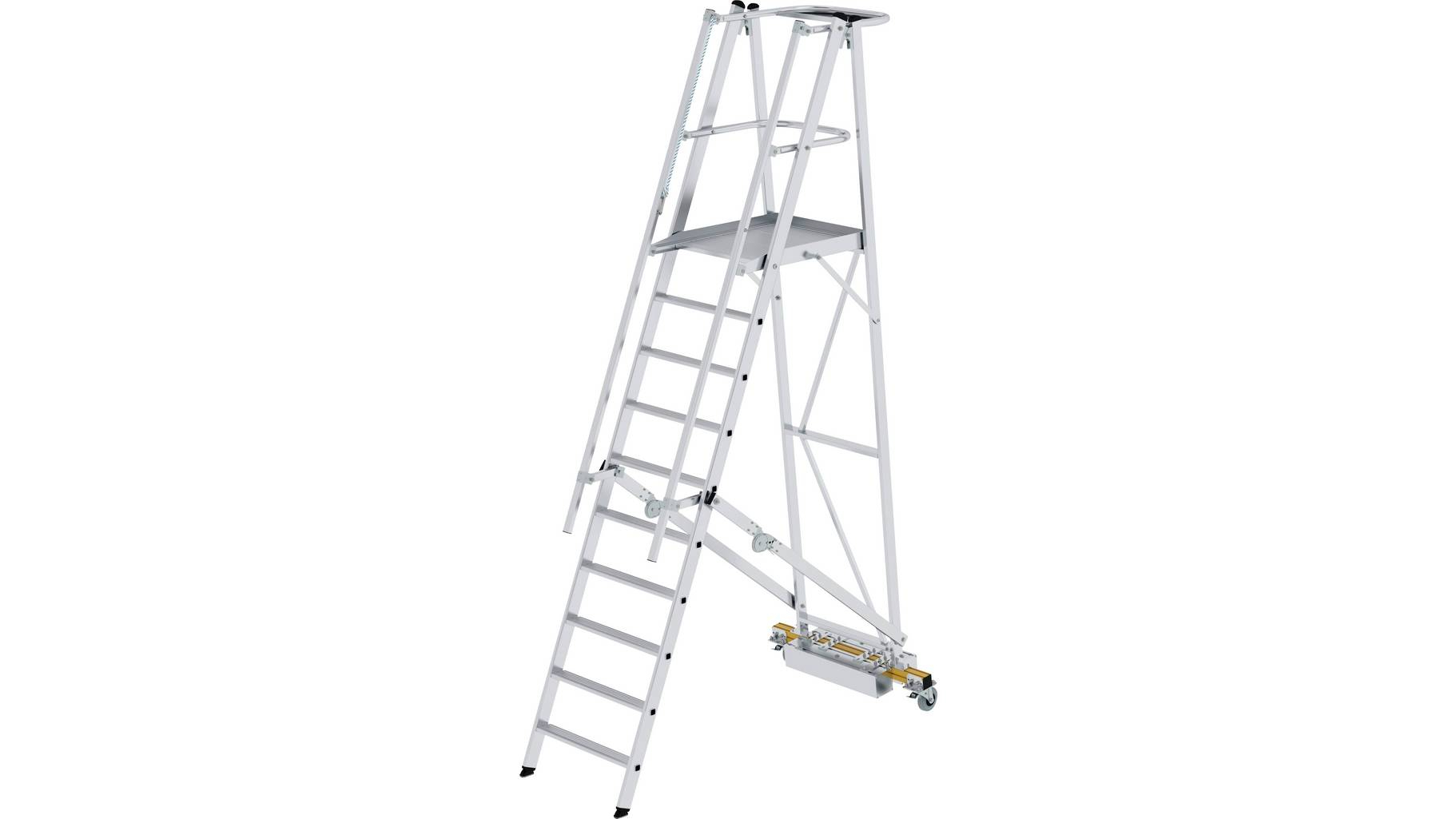 Aluminium-Podestleiter, fahrbar, klappbar, 10 Stufen Aluminium-Podestleiter, fahrbar, klappbar, 6 Stufen