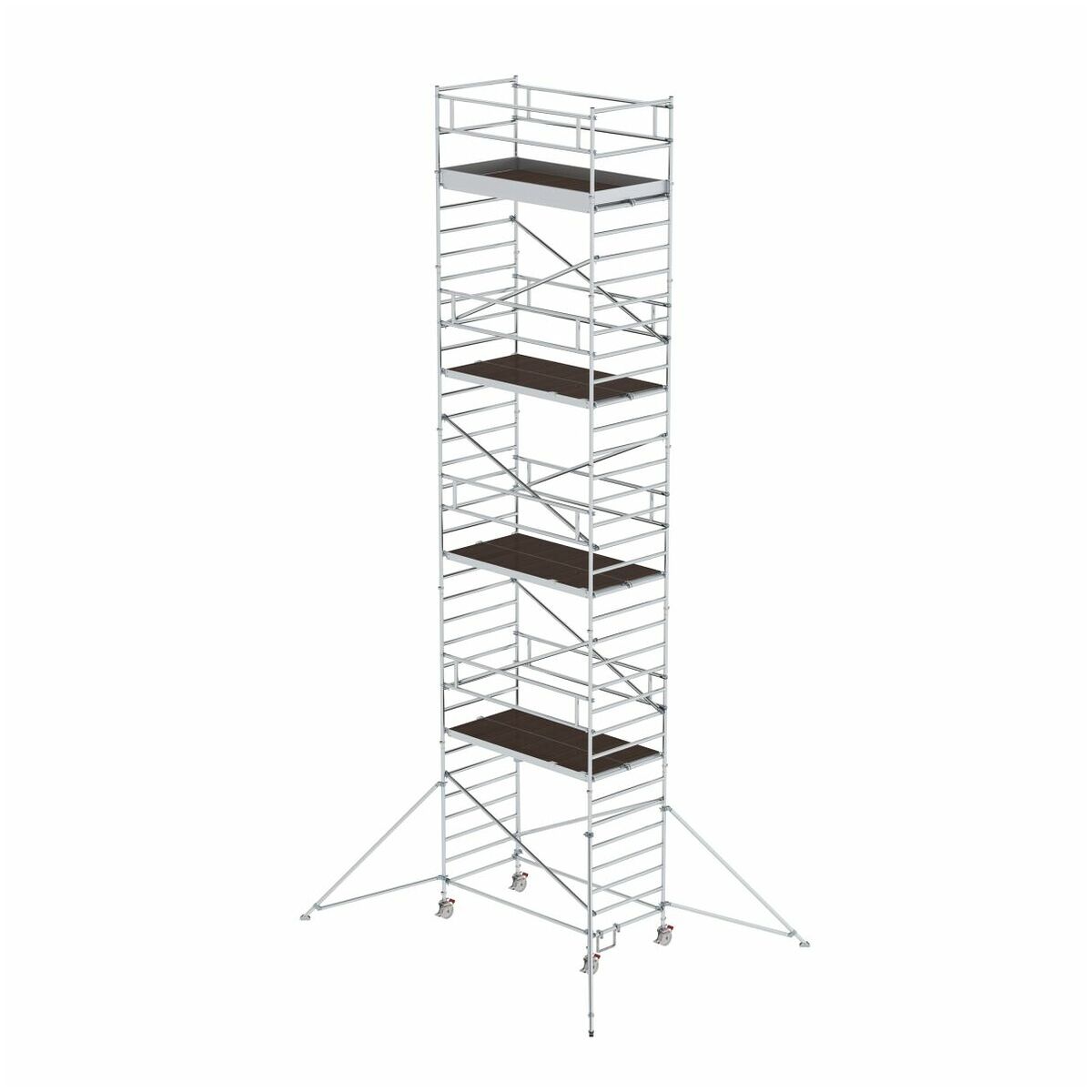 Aluminium-Rollgerüst mit verstellbaren Auslegern und Doppel-Plattform,  Plattformgröße 2,45 x 1,35 m, Standhöhe 6,43 m