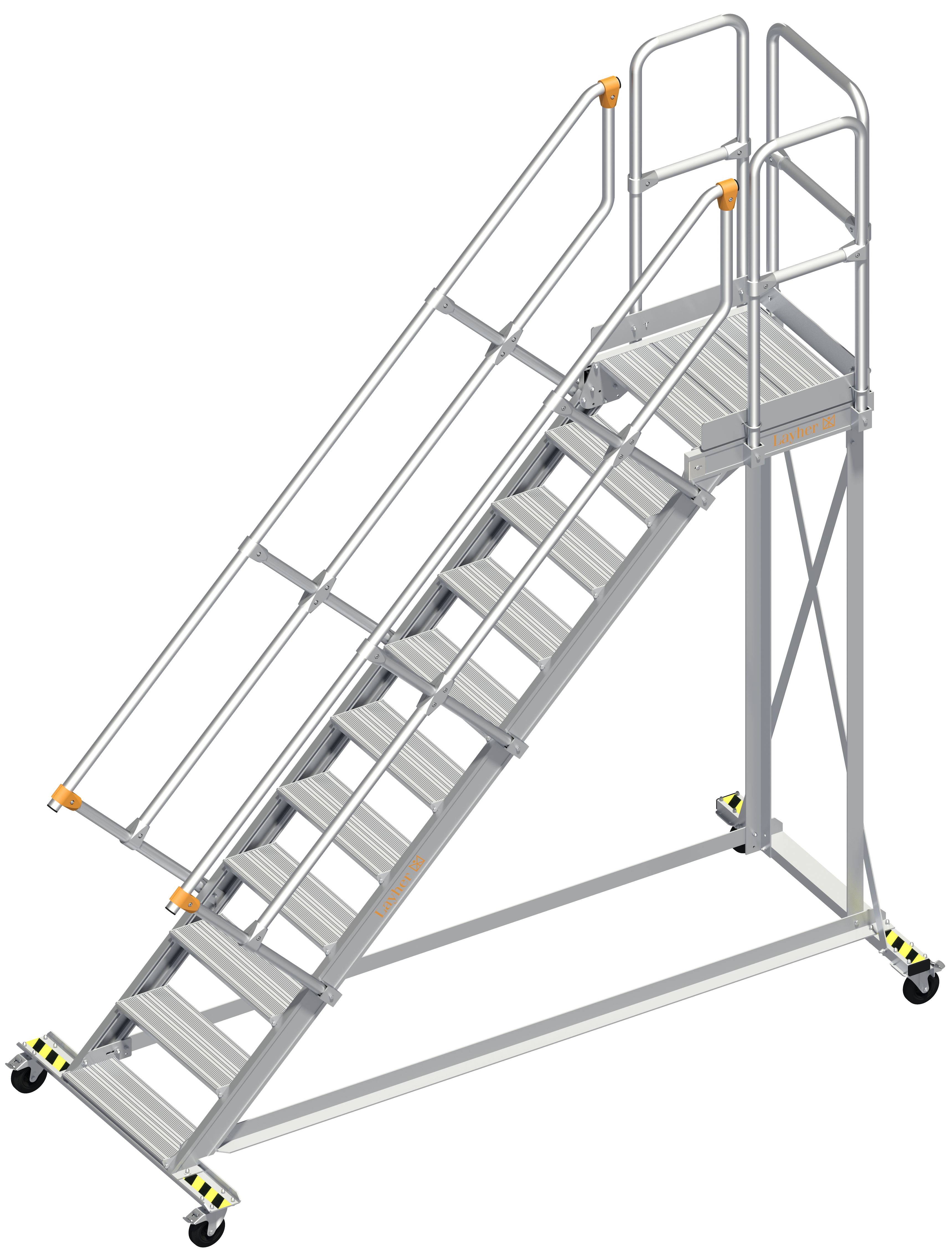 Alu-Wartungsbühne 113 Neigung 45° Stufenbreite 0,60 m, 11 Stufen