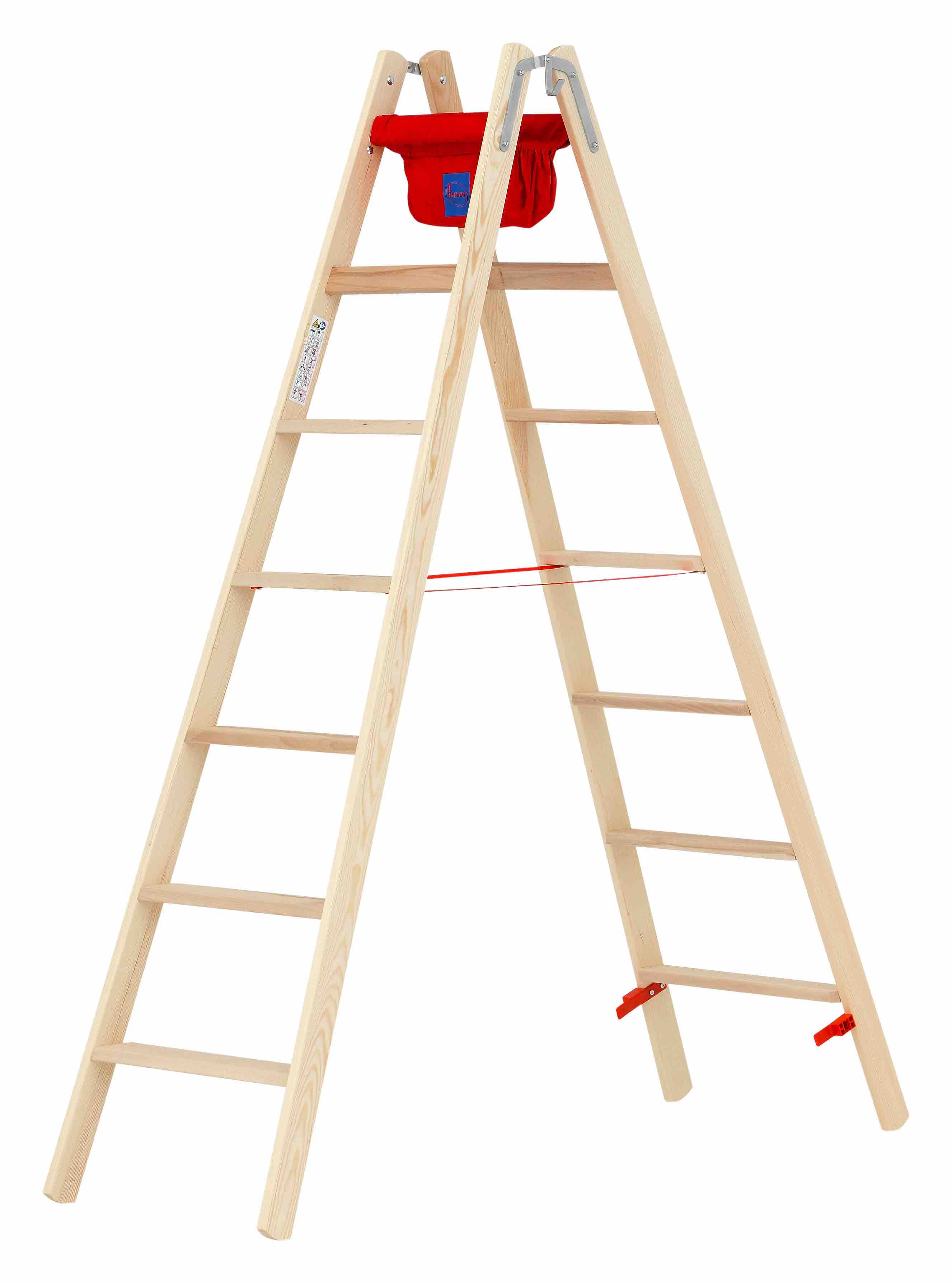 Holz-Stufenstehleiter, beidseitig begehbar - 2x5 Stufen