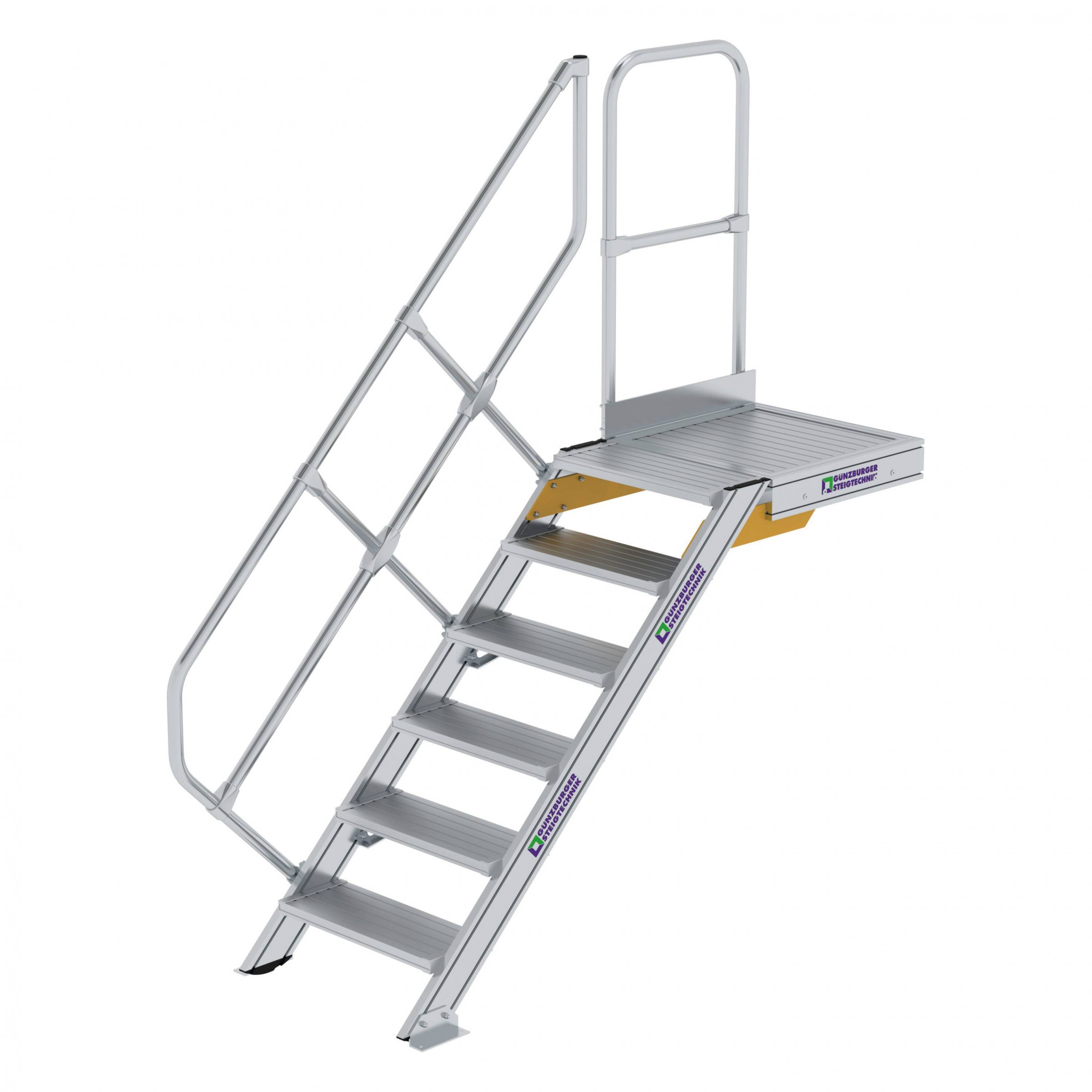 Aluminium-Treppe mit Plattform, 45°, 18 Stufen