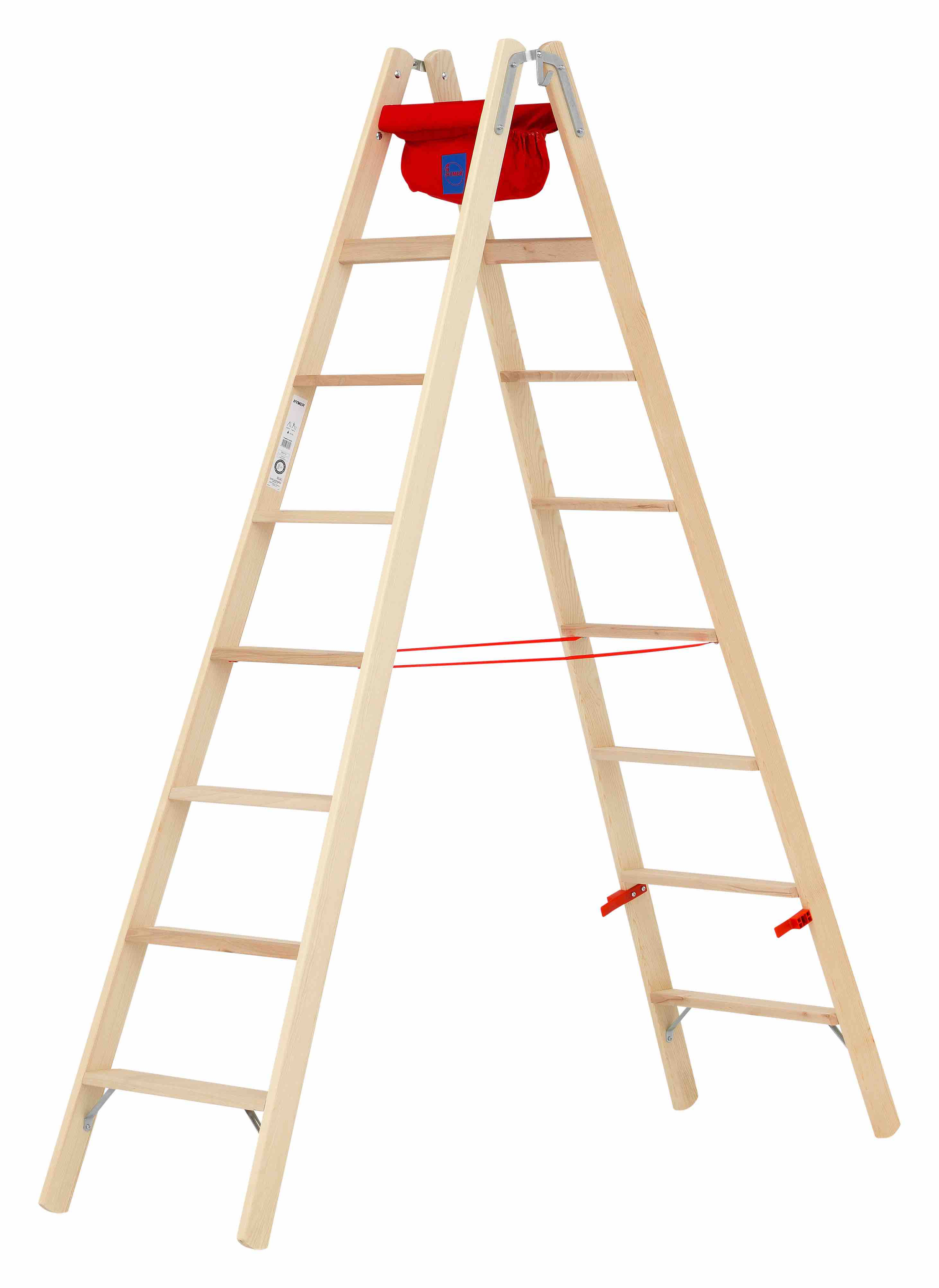 Holz-Stufenstehleiter, beidseitig begehbar - 2x8 Sprossen/Stufen