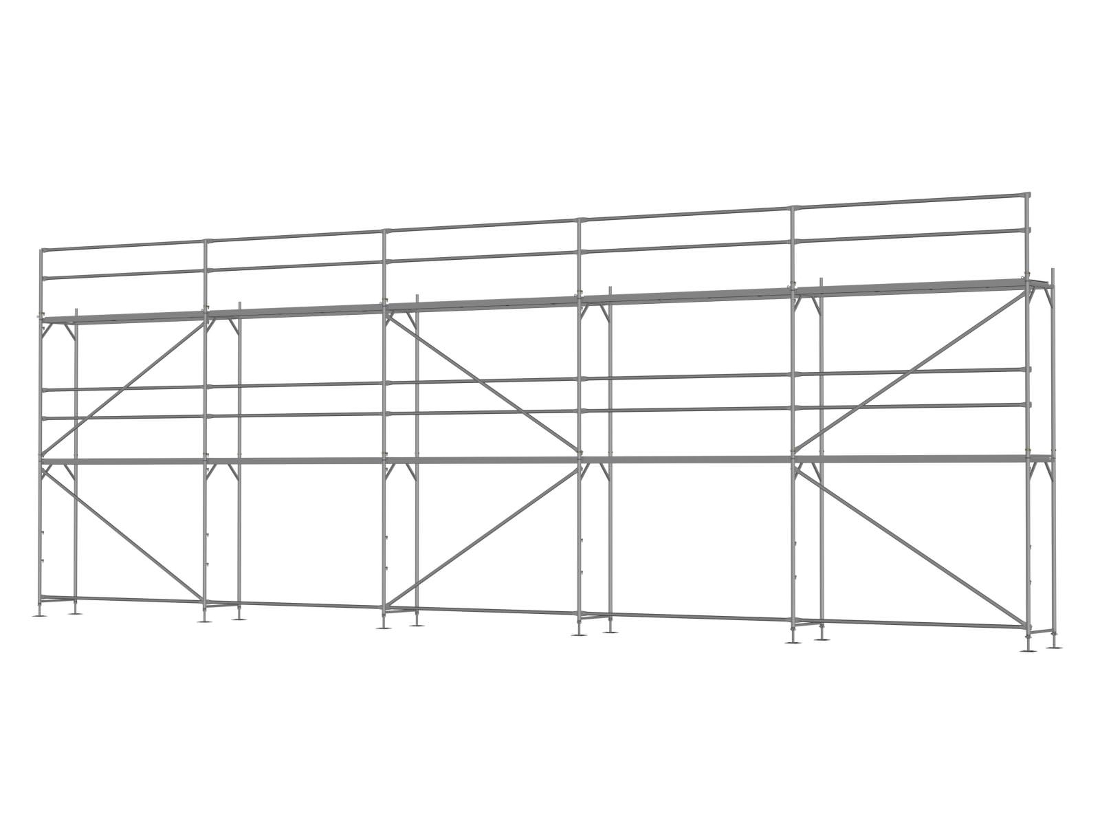Stahl Traufseitengerüst 90 qm - 3,0 m Felder - 15 m lang - 6 m Arbeitshöhe - Basis-Gerüst