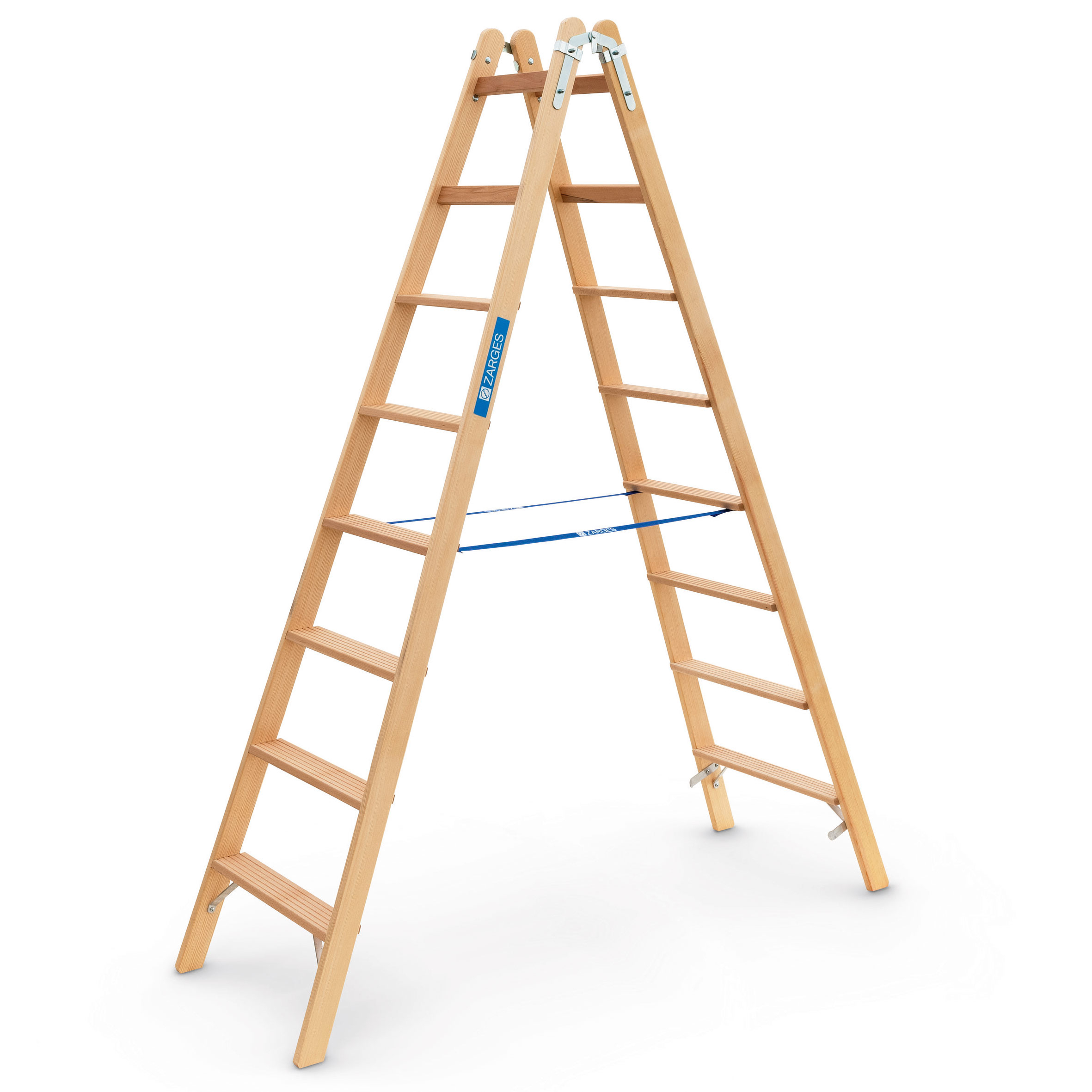 Crestastep B, Holz-Stufen-Stehleiter beidseitig begehbar, 2x4 Stufen