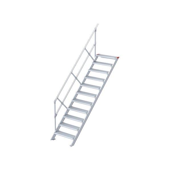 Treppe, 45° Steigwinkel, 1000 mm Stufenbreite, Alu gerieft, 4 Stufen