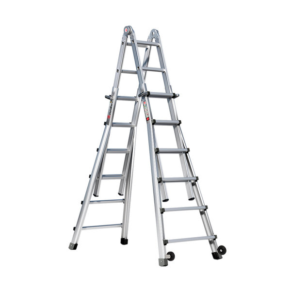 PREMIUM line Alu-Vario-Klappleiter mit Rollen, 4 x 6 Sprossen