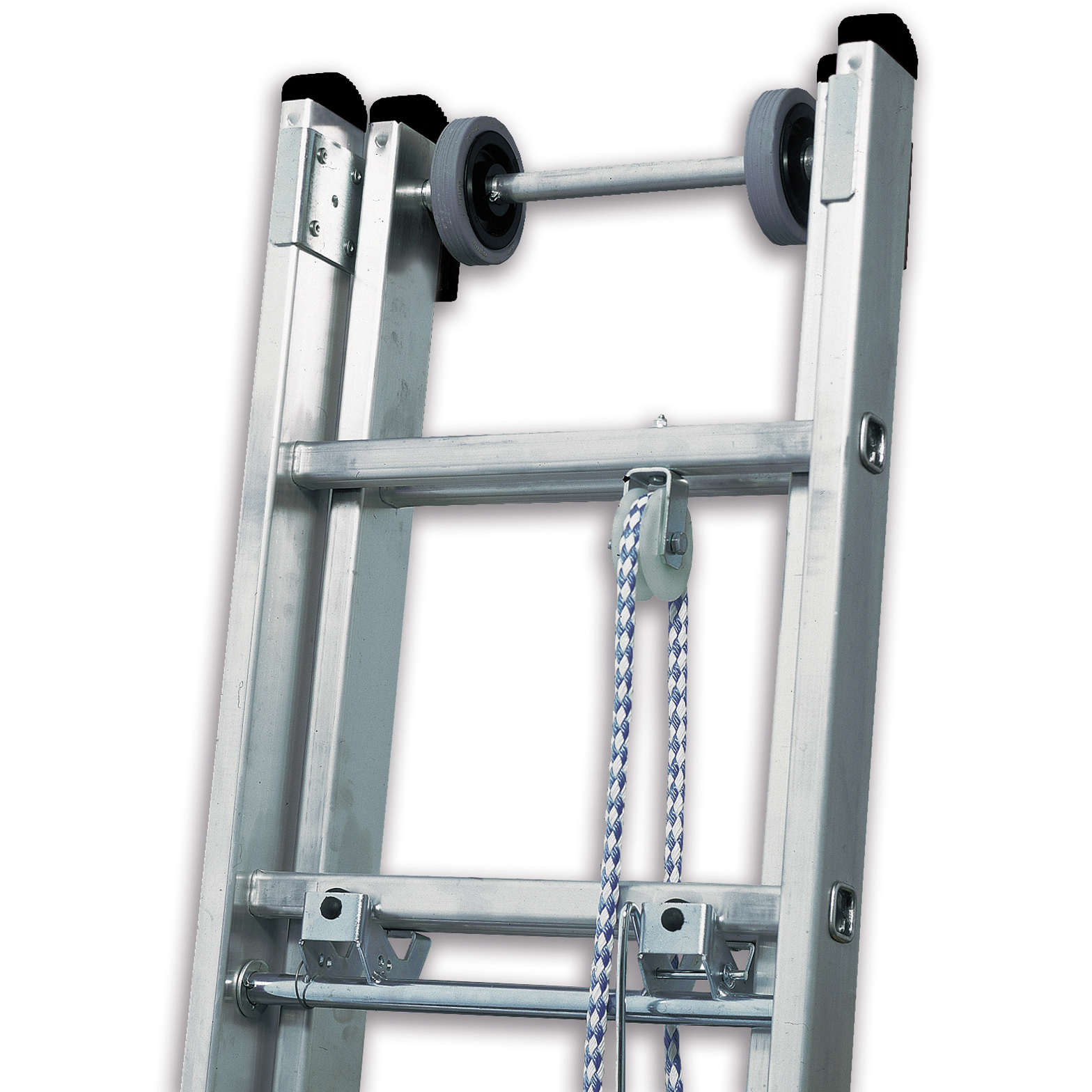 Aluminium-Seilzugleiter 3-teilig mit Standard-Traverse - 3x14 Sprossen