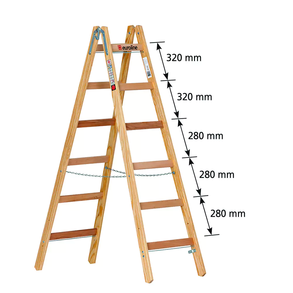 Holz-Sprossenstehleiter, 2 x 5 Sprossen